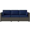 Patio Couch PE Wicker Deep Seating Outdoor Sofa with Removable Cushions, 3 Seater Rattan Sofa, Outdoor Furniture for Balcony, Deck