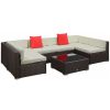 7 Piece Outdoor Patio Furniture Set Rattan Sectional Sofa with White Cushions for Backyard Garden