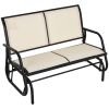 2-Person Glider Bench, Outdoor Swing Chair Loveseat, with Comfortable Fabric, Smooth Rocker, Steel Frame, for Porch, Beige