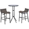 Bistro Bliss: 3-Piece High-Top Patio Set with Round Table & 2 Bar Stools in Black/Tan