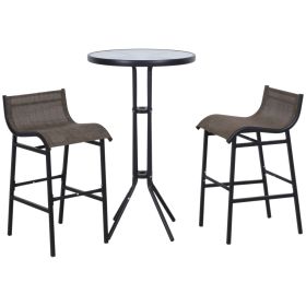 Bistro Bliss: 3-Piece High-Top Patio Set with Round Table & 2 Bar Stools in Black/Tan