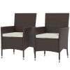 Rattan Dining Chair Set 2pcs, Wicker Outdoor Seating with Cushions, Stackable Design in Dark Coffee