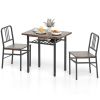 3-Piece Dining Table Set (Rustic Brown + Black), Space-Saving Tuck-under Chair Design