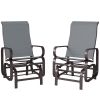 Gliding Lounger Chair Set of 2, Single Rockers with Lightweight Metal & Mesh Construction, Gray