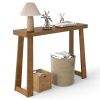 Walnut Solid Rubber Wood Narrow Console Table, 43" Space-Saving Entryway Table for Small Hallways