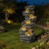 Waterfall Fountain, Garden Fountain, Grey