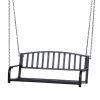 2 Person Front Porch Swing Patio Swing Bench, Outdoor Steel Swing Chair with Sturdy Chains, for Backyard, Deck, 528 lb Weight Capacity, Black