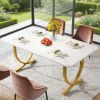 Modern Dining Table Kitchen Table with Faux Marble Table Top