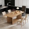 Dining Table, Farmhouse Kitchen Table with Heavy Duty Pedestal for 4-6