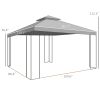 10x12 Patio Gazebo Brown with Corner Frame Shelves Double Roof Outdoor Shelter