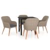 5 Piece Patio Dining Set with Cushions Brown