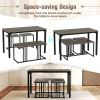 4-Piece Dining Table Set with Bench & 2 Stools, Space-Saving Nested Design, Oak