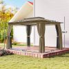 10' x 12' Outdoor Patio Gazebo, Soft Top Gazebo Canopy Shelter with Curtains, Netting, Steel Frame, Hooks, Khaki