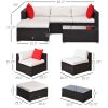 5-Piece Deluxe Rattan Outdoor Patio Furniture Set, Sectional Wicker Couch with Coffee Table - Cream White