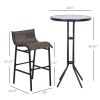 Bistro Bliss: 3-Piece High-Top Patio Set with Round Table & 2 Bar Stools in Black/Tan