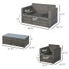 4-Piece Resin Wicker Set Outdoor Seating with Chairs Loveseat Glass Table Gray