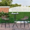 Bistro Bliss: 3-Piece High-Top Patio Set with Round Table & 2 Bar Stools in Black/Tan