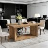 Dining Table, Farmhouse Kitchen Table with Heavy Duty Pedestal for 4-6