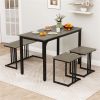 4-Piece Dining Table Set with Bench & 2 Stools, Space-Saving Nested Design, Oak