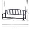 2 Person Front Porch Swing Patio Swing Bench, Outdoor Steel Swing Chair with Sturdy Chains, for Backyard, Deck, 528 lb Weight Capacity, Black