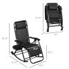 2 Pcs Outdoor Folding Rocking Chairs, Foldable Zero Gravity Rocking Chair with Pillow Cup & Phone Holder, Black