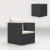3 Piece Patio Furniture Set with Washable Cushions, Adjustable Feet, and Glass Coffee Table for Garden, Balcony, Black
