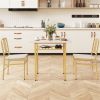 3-Piece Dining Table Set (White + Gold), Space-Saving Tuck-under Chair Design