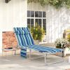 Tanning Chair with Face Hole and Side Table, 5-Position Folding Outdoor Chaise Lounge Chair, Blue Stripe