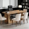 Dining Table, Farmhouse Kitchen Table with Heavy Duty Pedestal for 4-6