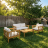 4-Piece Patio Furniture Set, Outdoor Furniture with coffee table, Patio Conversation Set Deep Seating with Thick Cushion for Backyard Porch Balcony