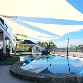Artpuch Custom Size Cream Sun Shade Sail Triangle Canopy 185 GSM Durable Fabric UV Block Awning for Outdoor Patio Garden Backyard (Customized Availabl (Color: Cream, size: 16X18X18)