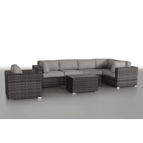 Pre-Assembled 7-Piece Rattan Sectional: Easy Outdoor Living (Color: as Pic)